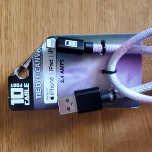 IPhone iPad Ipod 10 foot cable brand new tie dye canvas